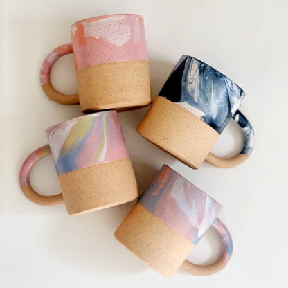 Large Marbled Speckles and White Speckles Handmade and Hand-painted Ceramics Mug