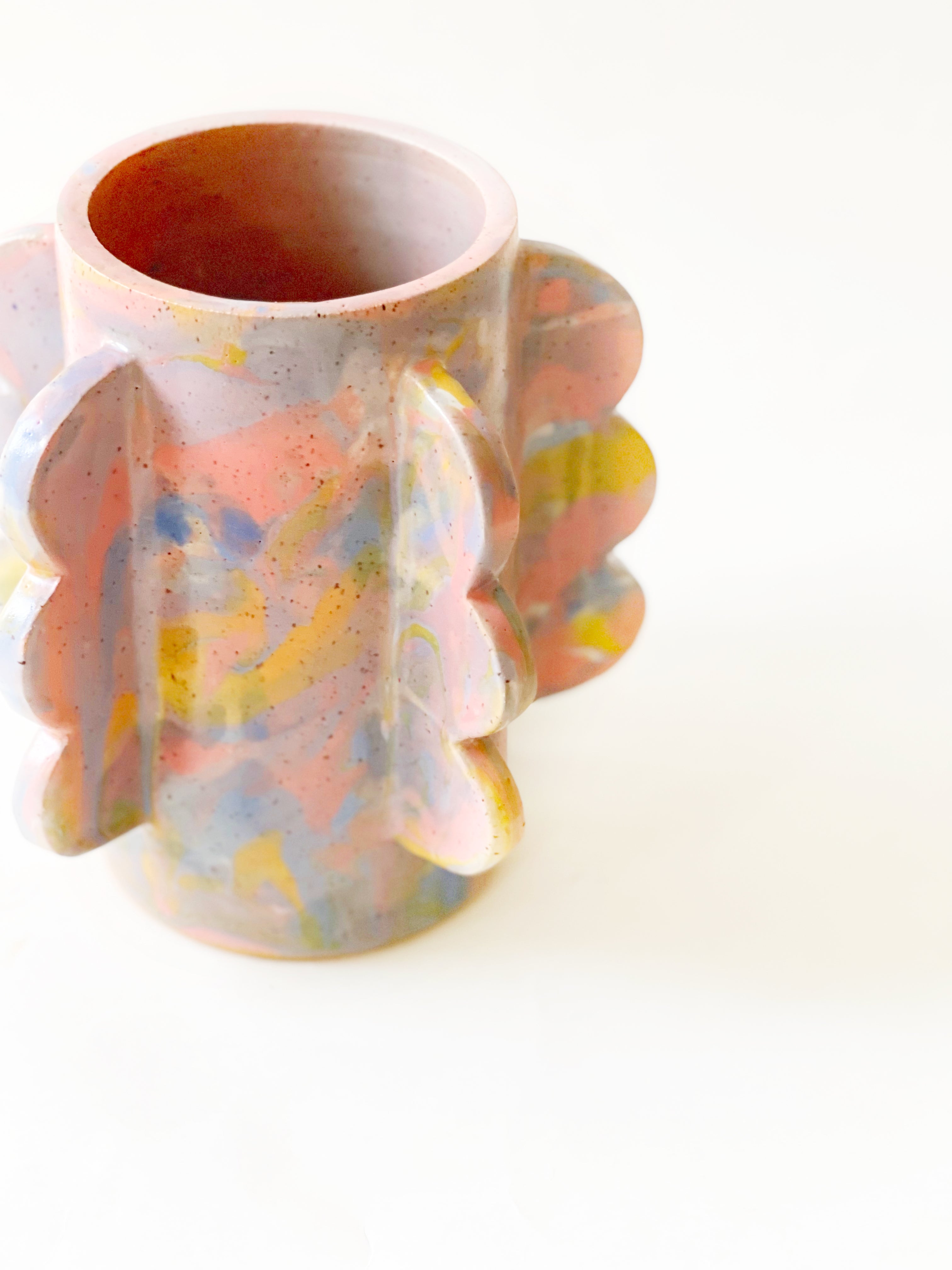Rainbow Marbled Cactus Planter /Vase 02
