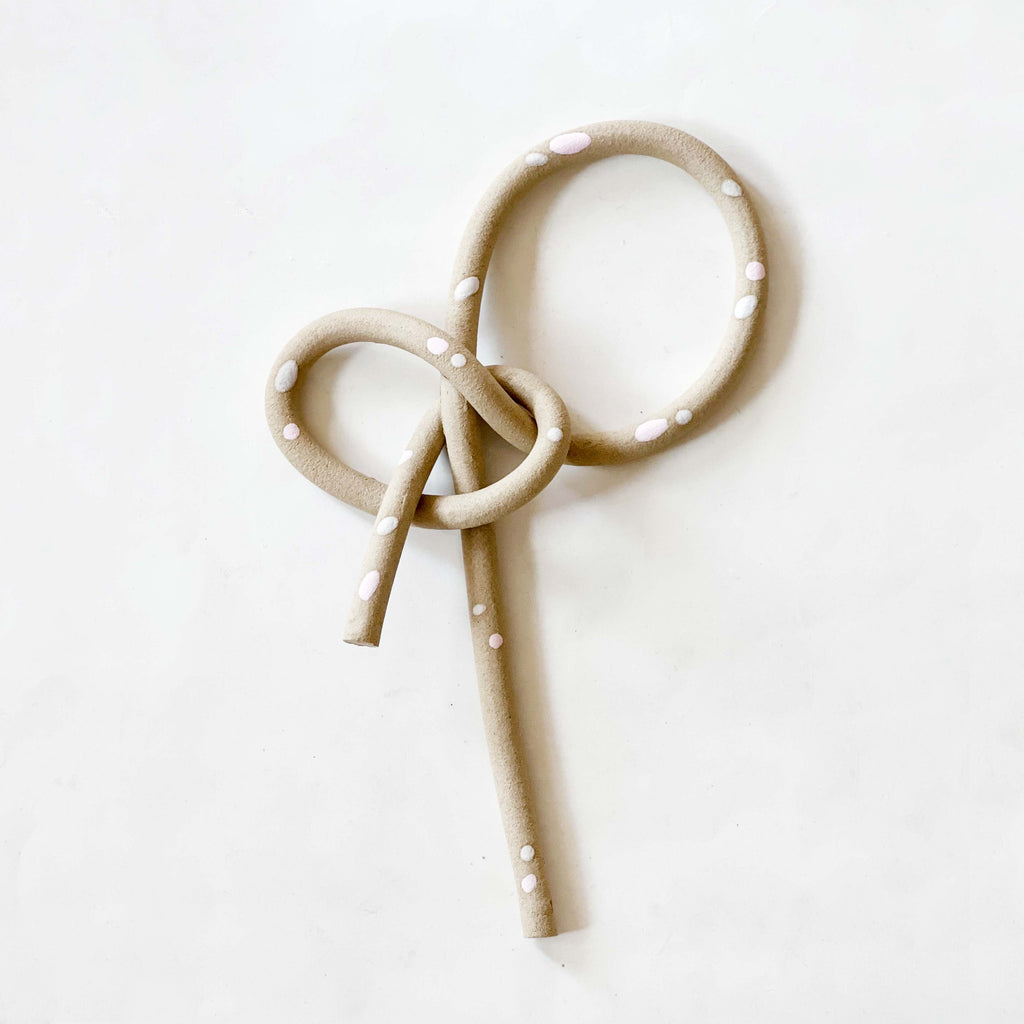 Clay Object 53-  Dots Greige Side Bow