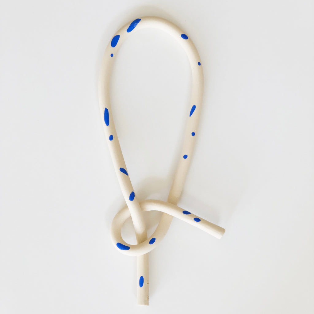 Clay Object 25 - Blue Dots Long Knot