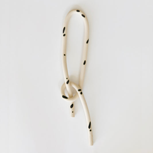 Clay Object 24 - Black Dots Long Loop