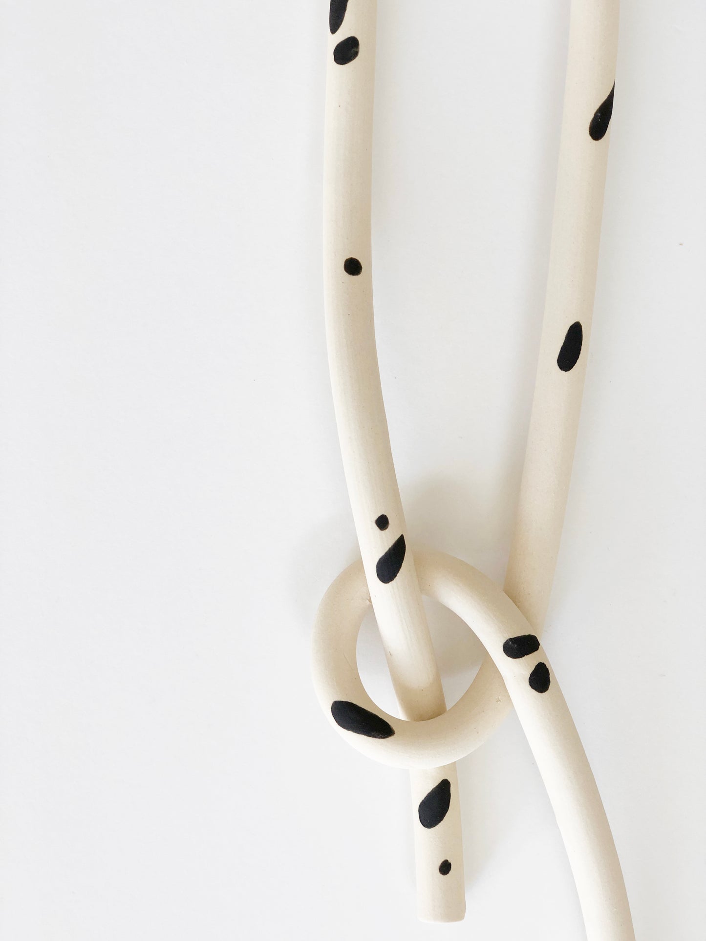 Clay Object 24 - Black Dots Long Loop