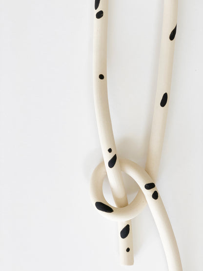 Clay Object 24 - Black Dots Long Loop