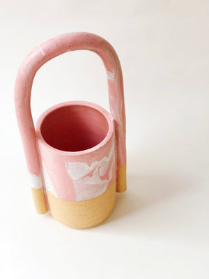 Long Bucket Marble Pink Planter