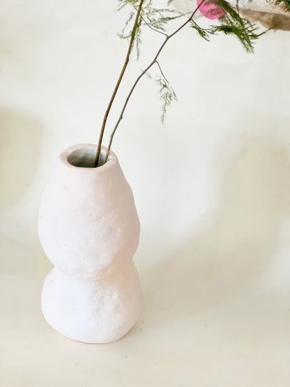 Handbuilt light pink vase