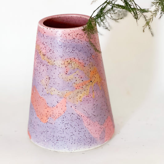 Rainbow Marbled Cone Vase