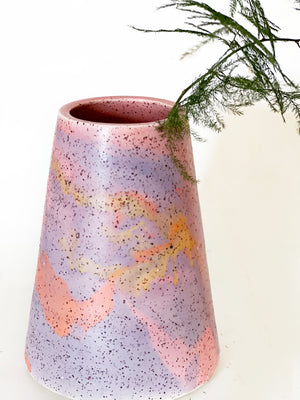Rainbow Marbled Cone Vase